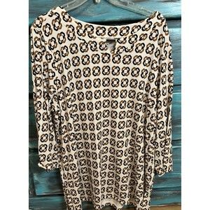 Liz Claiborne size XXL Women’s blouse workwear 3/4 sleeve pullover geometric